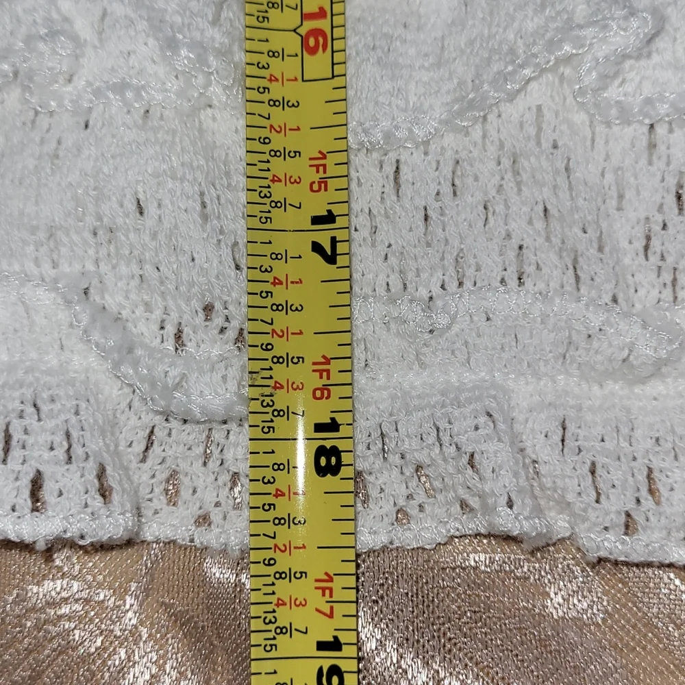 NWT Zara Cotton White Knit Ruffled Crop Top w/ Ruffle Straps Size Large - Picture 15 of 16